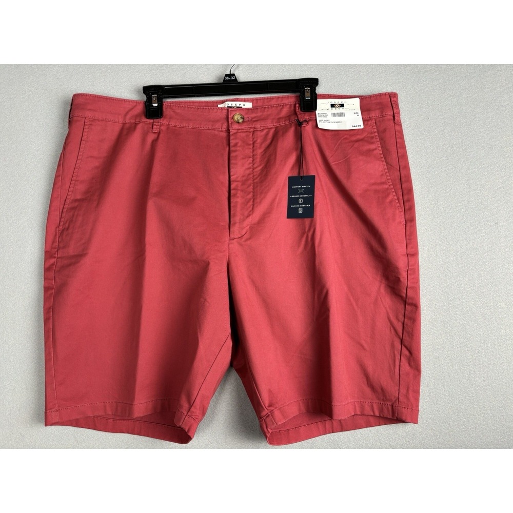 Joseph‎ Abboud Men's Shorts 44 Faded Red Khaki Hemmed Khaki Chino Stretch #2736